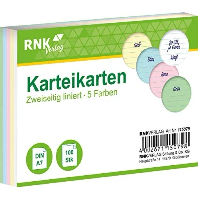 Abbildung von RNK Karteikarten A7 liniert sortiert VE=100 Stück