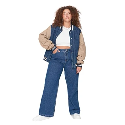 Abbildung von Trendyol Damen Women High Waist Wide Leg Plus Size Jeans Hose, Indigo, 72 Größen