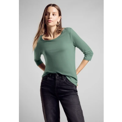 Abbildung von Street One Rundhals Langarmshirt, Damen, Größe: 34, Grün