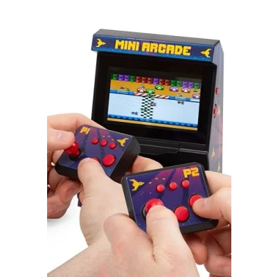 Abbildung von Mini Arcade Maschine, Plug and Play TV Spiele, 2 Spieler, 300 integrierte 8 Bit Retro 4,3 Zoll Vollfarbbildschirm, kabellose Joysticks, Geschenk für Männer ThumbsUp!