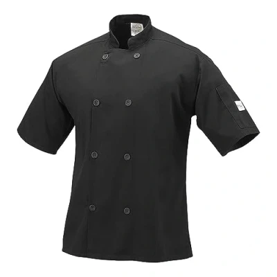 Abbildung von Mercer Culinary Millennia Unisex Kochjacke Kurzarm mit traditionellen Knöpfen, Schwarz, 6XL