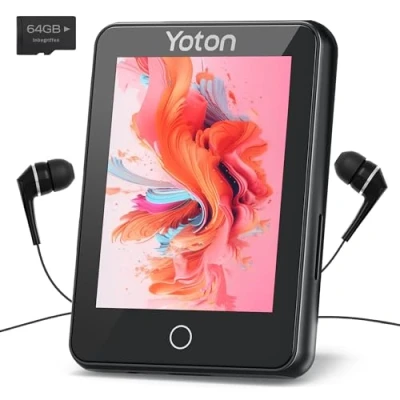 Abbildung von YOTON MP3 Player mit Bluetooth 5.2, 80 GB Speicherplatz, 2,4 Zoll Touchscreen, Mini HiFi Musikplayer, Unabhängige Lautstärkeregelung, FM Radio, inkl. Kopfhörer