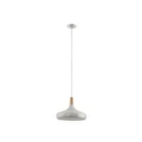 Abbildung von EGLO Pendellampe Sabinar, Pendelleuchte aus Stahl und Holz, Hängelampe in Silber gebürstet, braun, Fassung E27, Ø 40 cm, FSC zertifiziert