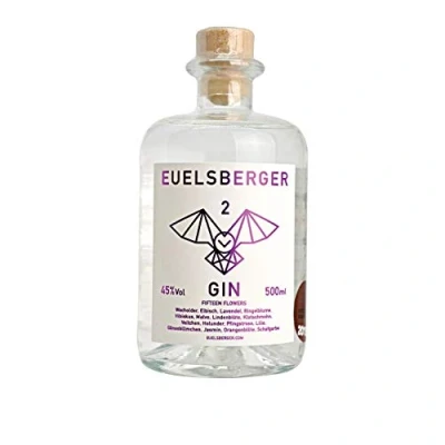 Abbildung von Euelsberger Gin Fifteen Flowers Blüten und Wacholder Premium Spirituose Weiche, Fruchtige Noten &amp; Mildes Aroma Hochwertige Zutaten 45% Vol. 0,5 L