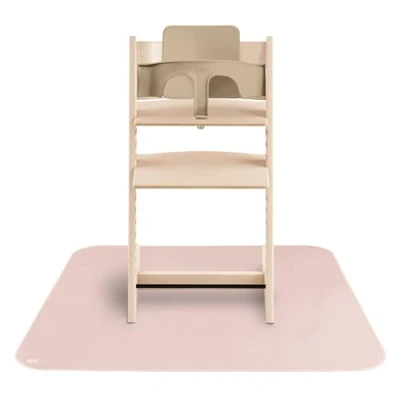 Abbildung von Mushie Spritzmatte Bodenschutzmatte für Baby Wasserdichte &amp; Maschinenwaschbare Matte Hochstuhl 108x108 cm Leicht, Langlebig BPA frei Splat Mat Perfekt Essensbereich (Blush)