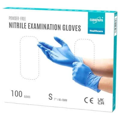 Abbildung von EUROPAPA® 100x Nitrilhandschuhe Einweghandschuhe Einmalhandschuhe Untersuchungshandschuhe Nitril Handschuhe puderfrei ohne Latex unsteril latexfrei disposible gloves (S, Ocean Blau)