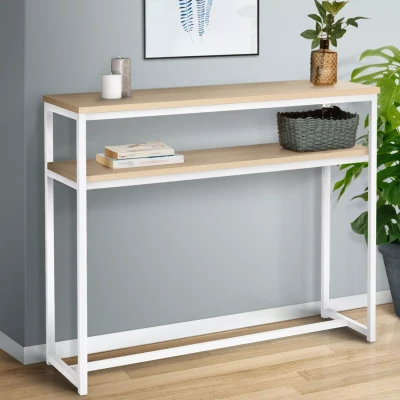 Abbildung von IDMarket Konsole Double Detroit, Industrielles Design, Holz und Metall, Weiß