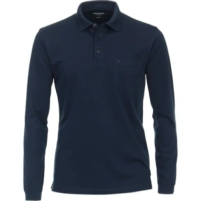 Abbildung von CASAMODA Poloshirt Langarm Polokragen geknöpft nachtblau Gr. L