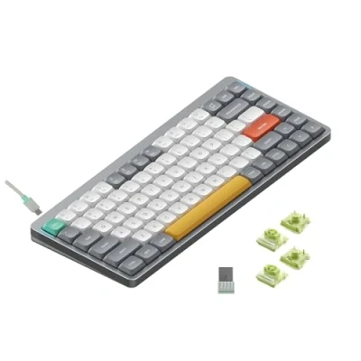 Abbildung von nuphy Air75 V2 Kabellose mechanische Tastatur, 84 Tasten RGB Hot Swap unterstützt Bluetooth 5.1, 2.4G und kabelgebundener Verbindungc für PC/Laptop/Windows/Mac Grey Gateron Aloe Switch