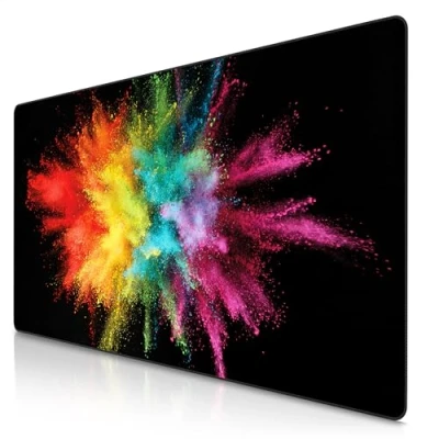 Abbildung von Titanwolf XXXL Übergröße Mauspad 1200x600mm, Gaming Mousepad Groß 120x60 cm Tischunterlage Large Size verbessert Präzision und Geschwindigkeit für Logitech Maus Tastatur, Color Explosion