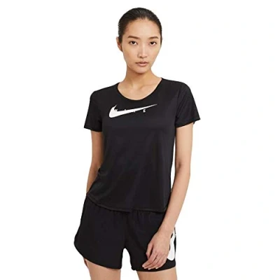 Abbildung von Nike Damen Swoosh Run T Shirt, Black/Reflective Silv, S EU