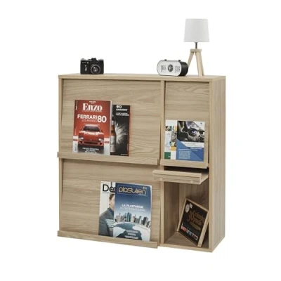 Abbildung von Iris Ohyama, Möbel, Regal, Bücherregal, mit 4 Klapptüren, Design, Vielseitig, Büro, Schlafzimmer, Wohnzimmer, Esszimmer Flap Rack FR F4 Hellbraun