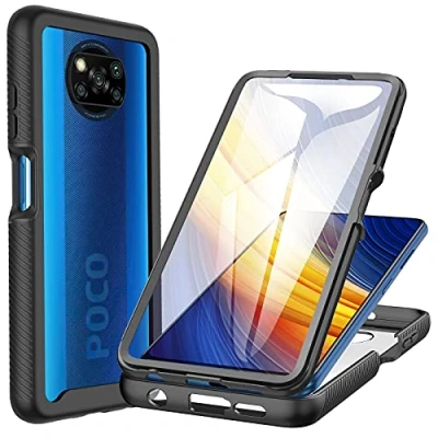 Abbildung von CENHUFO Hülle für Xiaomi Poco X3 Pro/X3 NFC, 360 Grad Schutzhülle Panzerhülle mit Eingebautem Displayschutz Stoßfest Bumper Full Cover Outdoor Case Handyhülle NFC Schwarz