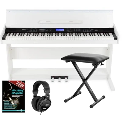 Abbildung von FunKey Digitalpiano DP 88 II E Piano mit anschlagsdynamische Tasten, (Economy Set, 4, inkl. Keyboardbank, Kopfhörer und Klavierschule), umfangreiche Begleitautomatik Keyboard Chord Akkordbegleitung