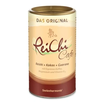 Abbildung von Veganer ReiChi Cafe von Dr. Jacob&#039;s I mit Reishi Pilz Guarana, Ginseng Extrakt Magnesium, Vitamin B12, löslicher Kaffee Vitalpilz Rei Chi 180 g Dose 36 Tassen
