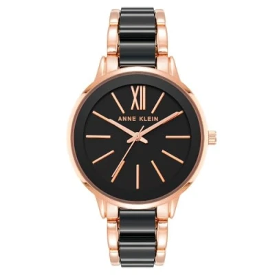 Abbildung von Anne Klein Damen Analog Quarz Uhr mit Edelstahl Armband AK/1412BKRG