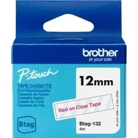 Abbildung von Brother Original Btag 132 Schriftband 12 mm breit, 4 m lang, rot/transparent