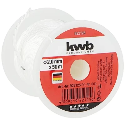 Abbildung von kwb Maurer Schnur 50 Meter, weiß, Nylon Richtschnur für Pflaster und Maurerarbeiten Belastbar, reißfest vielseitig einsetzbar