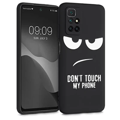 Abbildung von kwmobile Hülle kompatibel mit Xiaomi Redmi 10 (2021/2022) Handyhülle Silikon Case Don&#039;t Touch My Phone Weiß Schwarz