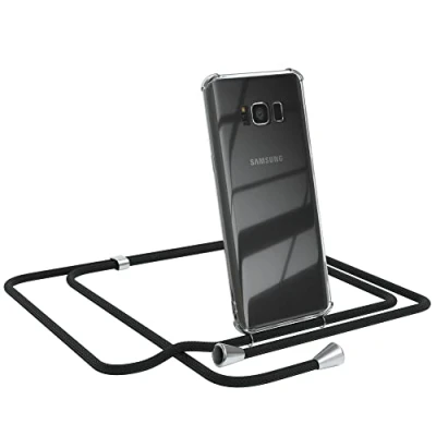Abbildung von EAZY CASE Handykette kompatibel mit Samsung Galaxy S8 Handyhülle Umhängeband, Handykordel Schutzhülle, Silikonhülle, Hülle Band, Stylische Kette für Smartphone, Schwarz
