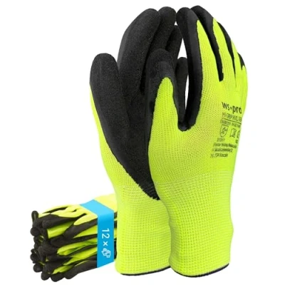 Abbildung von Worklink Arbeitshandschuhe Gelb neon Super Tech Nylex elastische Gummistiefel