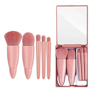 Abbildung von Coshine Make up Pinsel Set, 5 teilig, Mini Kosmetikpinsel Set mit Spiegel, Stück