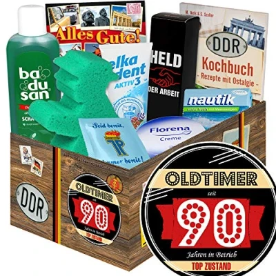Abbildung von Oldtimer 90 Geschenkpaket Pflege DDR Geschenkidee zum 90.