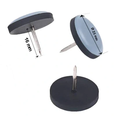 Abbildung von Goodway Teflon Möbelgleiter rund mit Nagel Ø 25 mm, 16 Stück 5 mm dick/PTFE Beschichtung/Teflongleiter/Stuhlgleiter