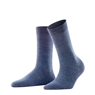 Abbildung von FALKE Damen Softmerino W SO Wolle einfarbig 1 Paar Socken, Blickdicht, Blau (Dark Blue Melange 6688), 39 40