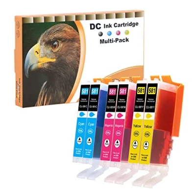 Abbildung von D&amp;C 6X Druckerpatronen Kompatibel für Canon PGI 580 CLI 581 Ersatz Pixma TR7550 TR8550 TS6150 TS6151 TS6250 TS6251 TS8150 TS8151 TS8152 TS8250 TS8251 TS8252 TS9150 TS9155 TS9550 mit Chip