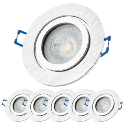 Abbildung von Sweet LED Einbaustrahler spots Bad Aluminium IP44 badezimmer GU10 7W 6 stück, Leuchtmittel wechselbar, 3000K warmweiß, Deckenspots, Deckenstrahler,Einbauleuchten