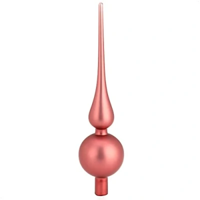 Abbildung von com four® Weihnachtsbaumspitze Christbaumspitze aus echtem Glas für Weihnachten Tannenbaumspitze den Christbaum (28cm edle Rose matt)