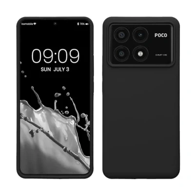 Abbildung von kwmobile Hülle kompatibel mit Xiaomi Poco X6 Pro 5G Silikon Handy Case Handyhülle weiche Oberfläche kabelloses Laden Schwarz