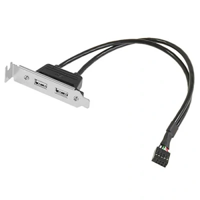 Abbildung von Aukson I00 USB Kabel Adapter 9 Pin Buchse auf 2X Slotblech 2.0, Datenübertragungsrate bis 480 Mbit/s, 8 cm Slotblech, 30 Pfostenverbinder für Mainboard