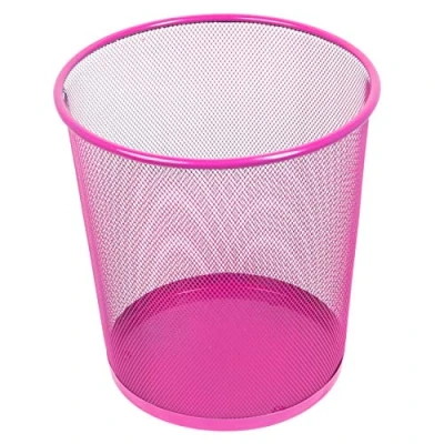 Abbildung von Leviatan Papierkorb Büro 12L Abfalleimer, aus Drahtgeflecht Mülleimer, Papiereimer Metall Büroeimer Mesh Runder, Rosa