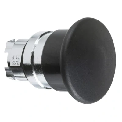 Abbildung von Schneider Electric ZB4BC2 Pilzdrucktaster, Frontelement, Harmony XB4, Metall, 22mm, schwarz, Pilz 40mm, unbeschriftet, tastend