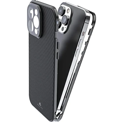 Abbildung von Black Rock Hülle 360 Grad Glass Case Passend für Apple iPhone 14 Pro Max I Carbon Handyhülle, Karbon Rückseite (Transparent mit schwarzem Rahmen)