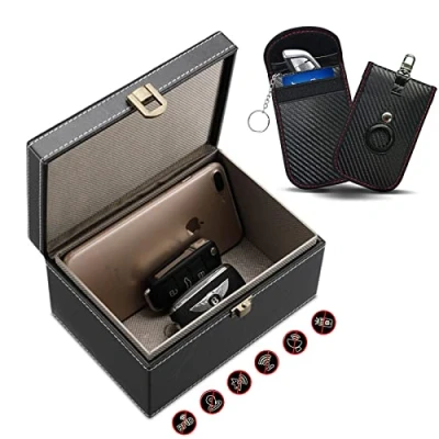 Abbildung von Faraday Kasten zum Auto Schlüssel &amp; 2 Pack Beutel TasteSignal Blockierung Taste Fob Schutz RFID Signal mit Airtag Abdeckung Diebstahlschutz