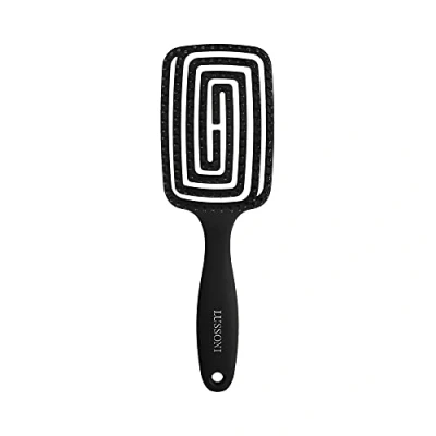 Abbildung von TB TOOLS FOR BEAUTY LUSSONI Labyrinth Flexible Haarbürste zum Entwirren von nassem und trockenem Haar, Antistatische Bürste aus Synthetischen Borsten, Schwarz (Große)