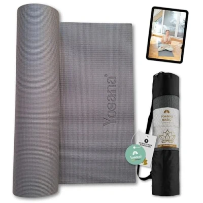 Abbildung von Yogamatte inkl. Tragetasche rutschfeste Sportmatte weiche Gymnastikmatte robuste Pilatesmatte 183x60cm 6mm Dicke