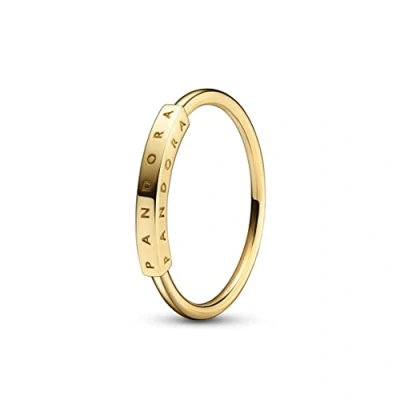 Abbildung von PANDORA Signature I D Ring aus 14K Gold kombinierbar mit Schmuck Kollektion Größe: 56
