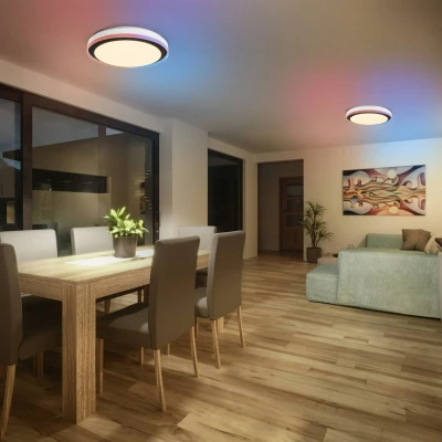 Abbildung von LEDVANCE SMART + WIFI LED Deckenleuchte, weiß/schwarz, 32W, 3400lm, Weißlichtfunktion, dimmbar, dynamischer Magic RGB Lichteffekt, lange Lebensdauer, einfache Montage, App steuerbar, 2700 6500K