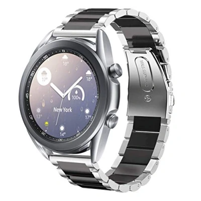 Abbildung von SUNDAREE Kompatibel mit Armband Samsung Galaxy Watch 3 41MM/Huawei GT 4 42MM/Garmin Vívoactive 5/AMAZFIT GTS MINI/TicWatch E3,20MM Schwarz Silber Edelstahl Metall Ersatz Uhrenarmband