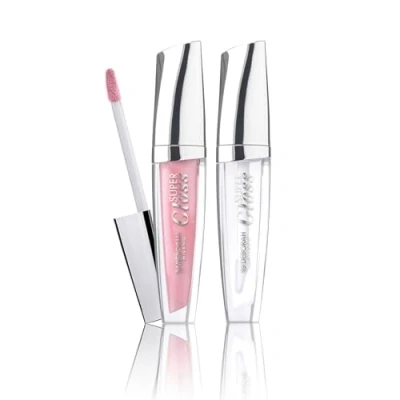 Abbildung von Deborah Milano Set Makeup Super Gloss Lipgloss, Nr. 02 Pearly Rose und 01 Transparent, Volumengebender glänzender Lipgloss mit Hyaluronsäure, verleiht weiche, glatte hydratisierte Lippen,
