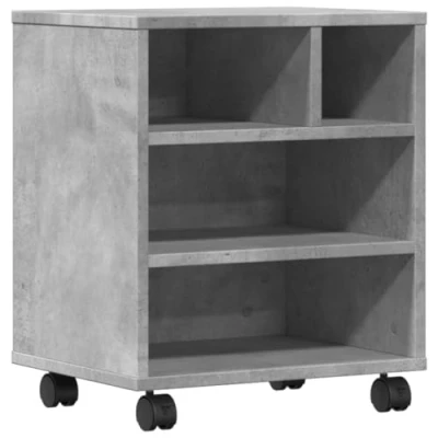 Abbildung von vidaXL Druckerständer, Druckerhalter mit Rollen, Druckertisch Druckerwagen für Büro Zuhause, Rollwagen Büroschrank Beistelltisch, Betongrau