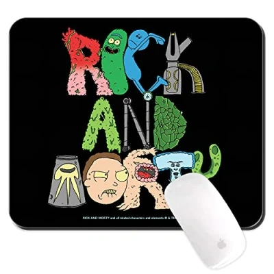 Abbildung von ERT GROUP Original und offiziell Lizenziertes Rick and Morty Mauspad, Muster 018 Schwarz PC Computer Mauspad rutschfest 225 mm x 189