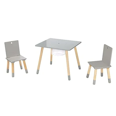 Abbildung von roba® Kindersitzgruppe Sitzgruppe mit Aufbewahrungsnetz, grau, aus Holz