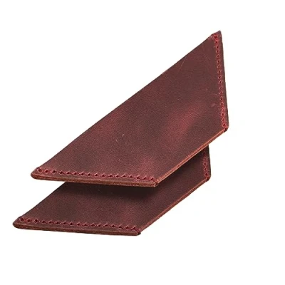 Abbildung von Londo handgefertigtes dreieckiges Lesezeichen aus echtem Leder (2er Set) (Damson, Dreieck)