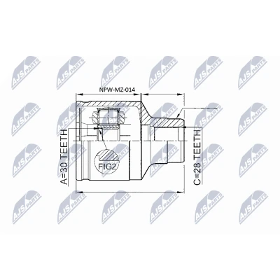 Abbildung von NTY NPW MZ 014 Gelenksatz Schaltgetriebe getriebeseitig MAZDA: 626 V Station Wagon, Hatchback