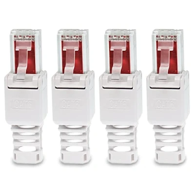 Abbildung von UC Express CAT 6 RJ45 Netzwerkstecker 4X Netzwerk Stecker Steckverbinder mit Zugentlastung werkzeuglos CAT6 CAT6a LAN Netzwerkkabel